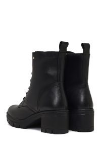 بوت چرمی زنانه مشکی زیپ‌دار پاشنه ضخیم دری مد