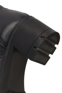 بوت چرمی زنانه مشکی زیپ‌دار پاشنه ضخیم دری مد