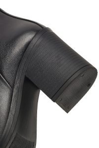 بوت چرمی زنانه مشکی زیپ‌دار پاشنه ضخیم دری مد