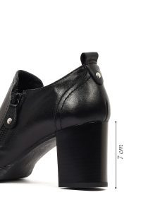 بوت چرمی زنانه مشکی پاشنه ضخیم دری مد