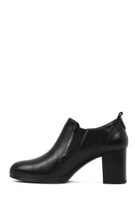 بوت چرمی زنانه مشکی پاشنه ضخیم دری مد