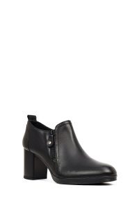 بوت چرمی زنانه مشکی پاشنه ضخیم دری مد