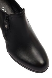 بوت چرمی زنانه مشکی پاشنه ضخیم دری مد