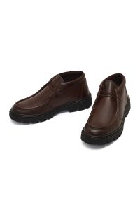 بوت چرمی مردانه قهوه‌ای بندی دری‌مد