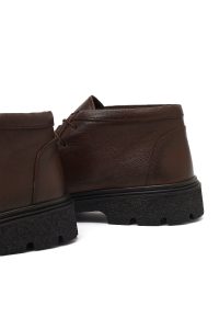 بوت چرمی مردانه قهوه‌ای بندی دری‌مد