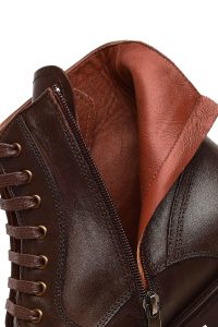 بوت چرمی مردانه قهوه‌ای بندی زیپ‌دار دری‌مد