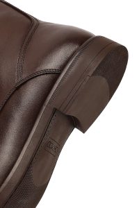 بوت چرمی مردانه قهوه‌ای بندی زیپ‌دار دری‌مد