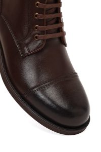 بوت چرمی مردانه قهوه‌ای بندی زیپ‌دار دری‌مد