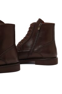 بوت چرمی مردانه قهوه‌ای بندی زیپ‌دار دری‌مد