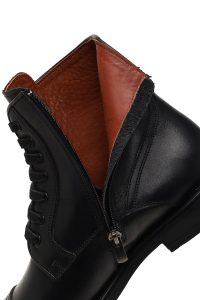 بوت چرمی مردانه مشکی بندی زیپ‌دار دری‌مد