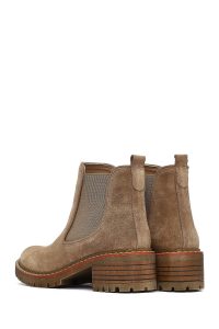 بوت چلسی زنانه جیر بژ کفی ضخیم دری مد