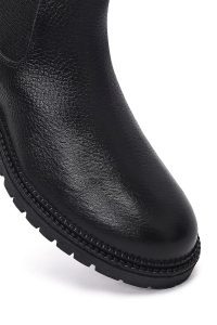 بوت چلسی زنانه چرمی مشکی دری مد