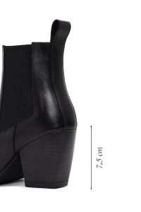 بوت چلسی زنانه چرمی مشکی پاشنه ضخیم دری مد