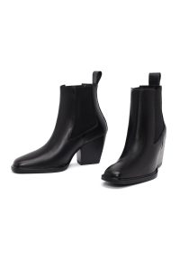 بوت چلسی زنانه چرمی مشکی پاشنه ضخیم دری مد