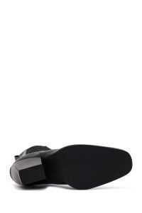 بوت چلسی زنانه چرمی مشکی پاشنه ضخیم دری مد