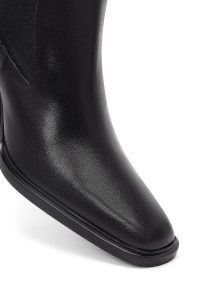 بوت چلسی زنانه چرمی مشکی پاشنه ضخیم دری مد