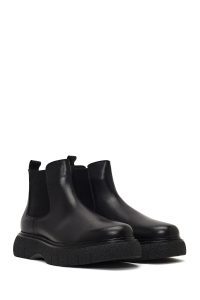 بوت چلسی چرمی مردانه مشکی زیره ضخیم دری‌مد