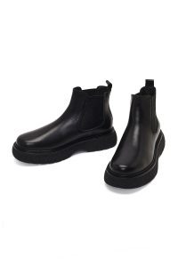 بوت چلسی چرمی مردانه مشکی زیره ضخیم دری‌مد