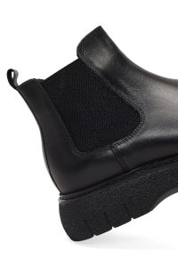 بوت چلسی چرمی مردانه مشکی زیره ضخیم دری‌مد