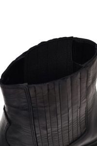 بوت کابویی چرمی زنانه مشکی پاشنه ضخیم کوتاه دری مد