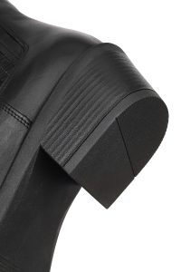 بوت کابویی چرمی زنانه مشکی پاشنه ضخیم کوتاه دری مد