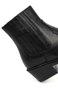 بوت کابویی چرمی زنانه مشکی پاشنه ضخیم کوتاه دری مد