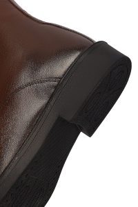 بوت کژوال مردانه چرمی قهوه‌ای زیپ‌دار دری مد