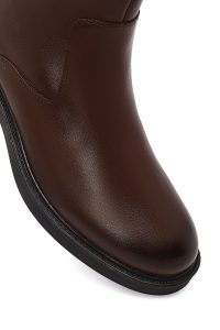 بوت کژوال مردانه چرمی قهوه‌ای زیپ‌دار دری مد