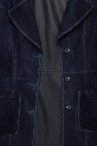 ترنچ کت چرمی زنانه سرمه ای جیر Argentina دری مد