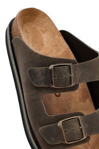 دمپایی مردانه نبوک زیتونی سگک‌دار دری مد