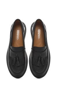 لوفر زنانه مشکی پاپیونی چرم بند دار دری مد