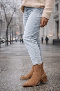 نیم بوت زنانه جیر عسلی کابوی دری مد