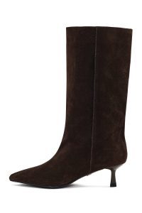 چکمه جیر زنانه قهوه‌ای پاشنه نازک دری‌مد