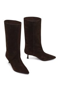 چکمه جیر زنانه قهوه‌ای پاشنه نازک دری‌مد