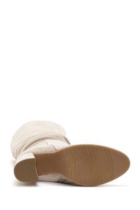 چکمه زنانه جیر طوسی پاشنه‌بلند ضخیم زیپ‌دار دری مد