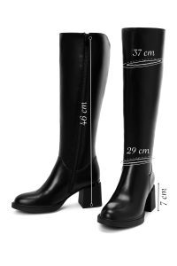 چکمه زنانه مشکی زیپ‌دار پاشنه پهن دری مد