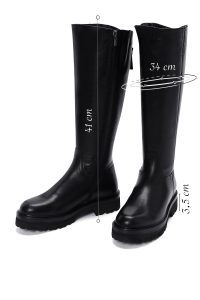 چکمه زنانه مشکی چرمی زیره ضخیم زیپ‌دار دری مد