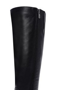 چکمه زنانه مشکی چرمی زیره ضخیم زیپ‌دار دری مد