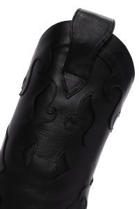 چکمه زنانه مشکی چرمی طرح‌دار پاشنه باریک دری مد