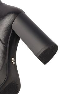 چکمه زنانه چرمی مشکی پاشنه‌بلند زیپ‌دار دری مد