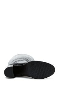 چکمه زنانه چرمی مشکی پاشنه‌بلند ضخیم زیپ‌دار دری مد