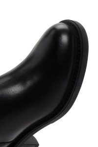 چکمه زنانه چرمی مشکی پاشنه‌کوتاه زیپ‌دار دری مد