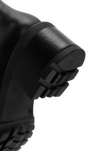 چکمه زنانه چرمی مشکی پاشنه‌کوتاه زیپ‌دار دری مد