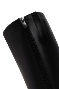 چکمه زنانه چرمی مشکی پاشنه‌کوتاه زیپ‌دار دری مد