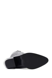 چکمه زنانه چرمی مشکی کابوی پاشنه‌بلند ضخیم دری مد