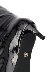 چکمه ورنی زنانه مشکی پاشنه نازک کوتاه دری‌مد