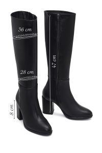 چکمه چرمی زنانه مشکی زیپ‌دار پاشنه ضخیم دری‌مد