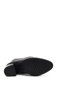 چکمه چرمی زنانه مشکی زیپ‌دار پاشنه ضخیم دری‌مد