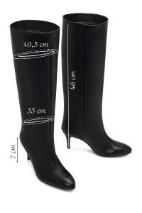 چکمه چرمی زنانه مشکی پاشنه نازک دری‌مد