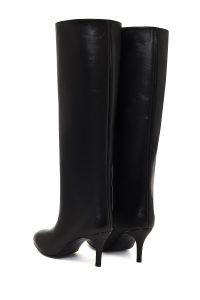 چکمه چرمی زنانه مشکی پاشنه نازک دری‌مد